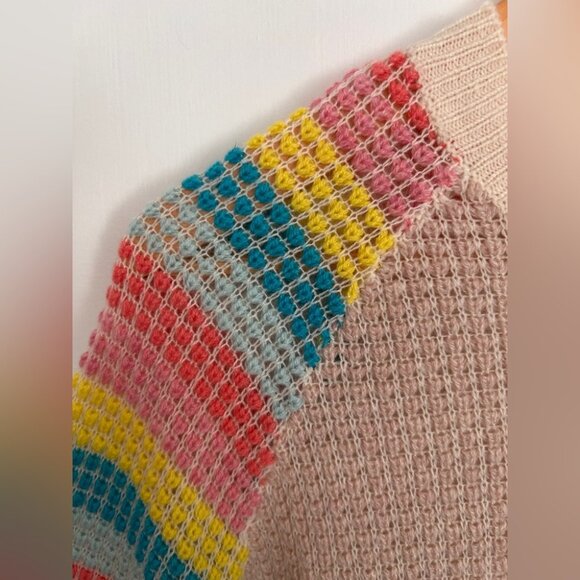 BNWOT Cocoa Cashmere London Sweater in Light Pink, Ivory and Striped Sleeves - Picture 3 of 9